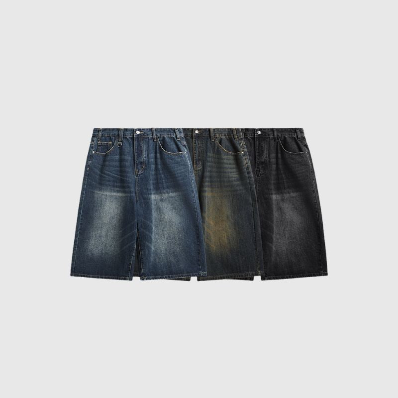 Pantalones cortos de pierna ancha lavados
