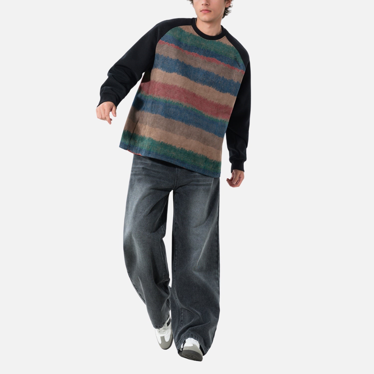 Vintage Gradient Colorblock Sweatshirt