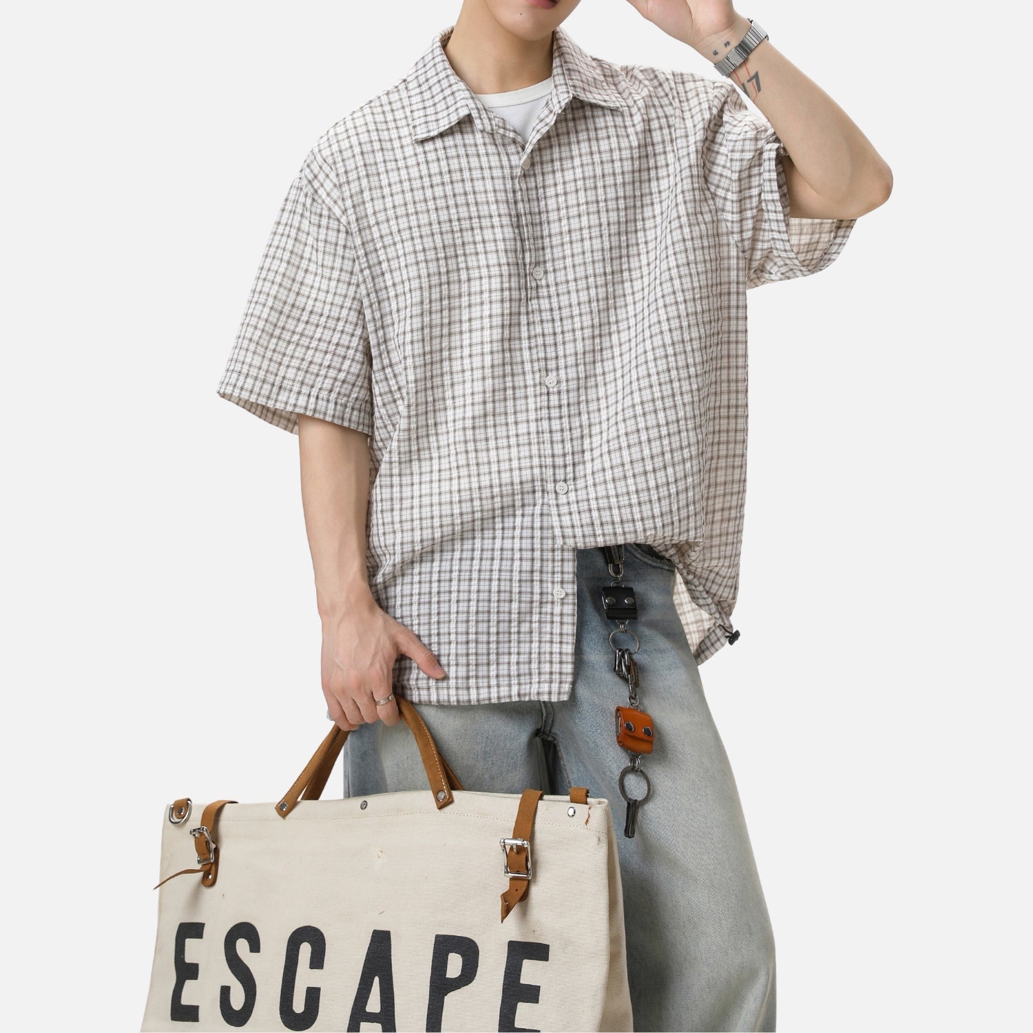 Camisa a cuadros con bloques de color