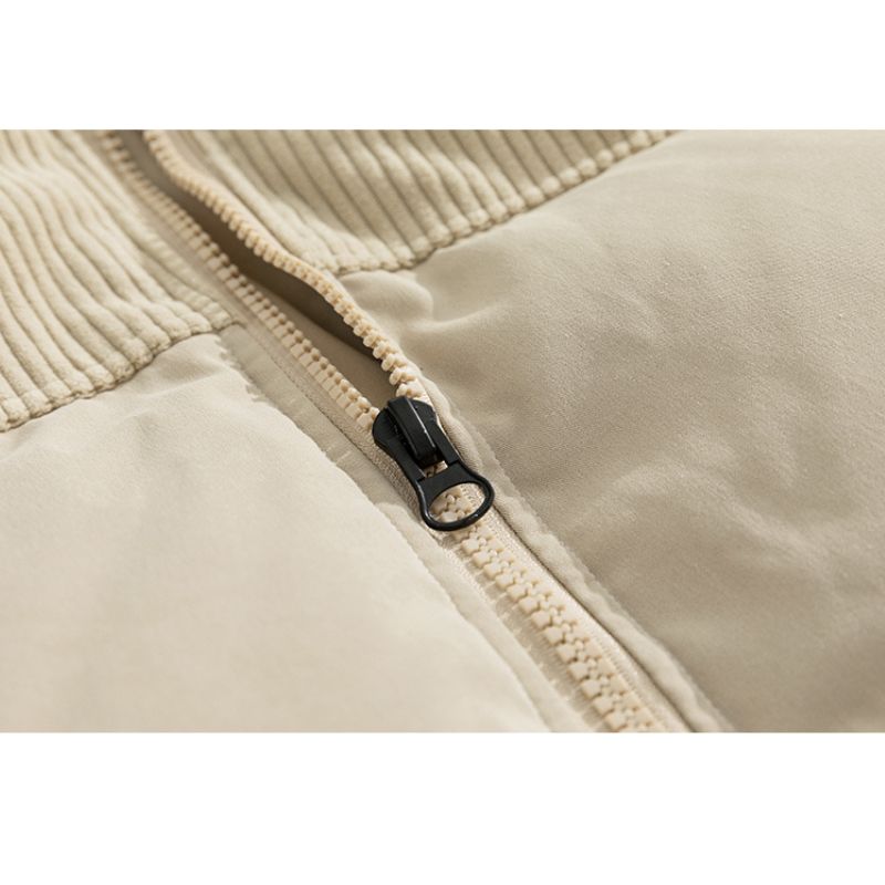 Cord-Patchworkjacke mit Buchstabenstickerei
