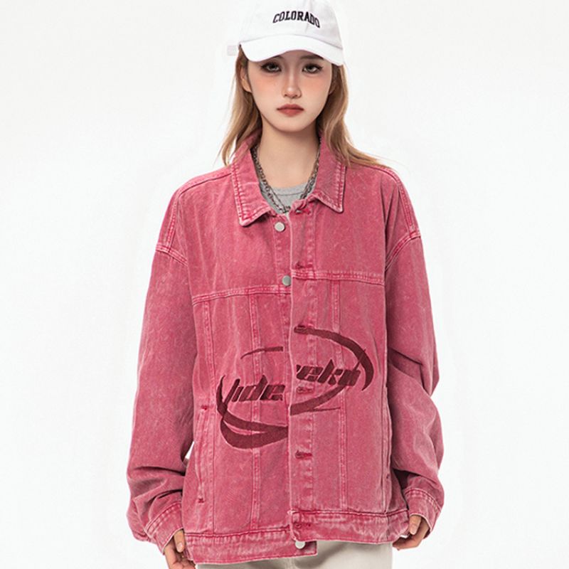 Chaqueta vaquera lavada con bordado vintage
