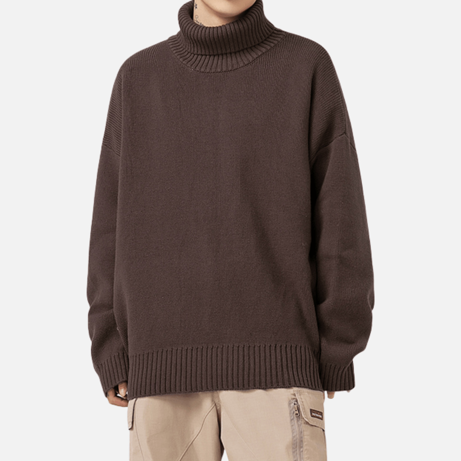 Grobstrickpullover mit Rollkragen