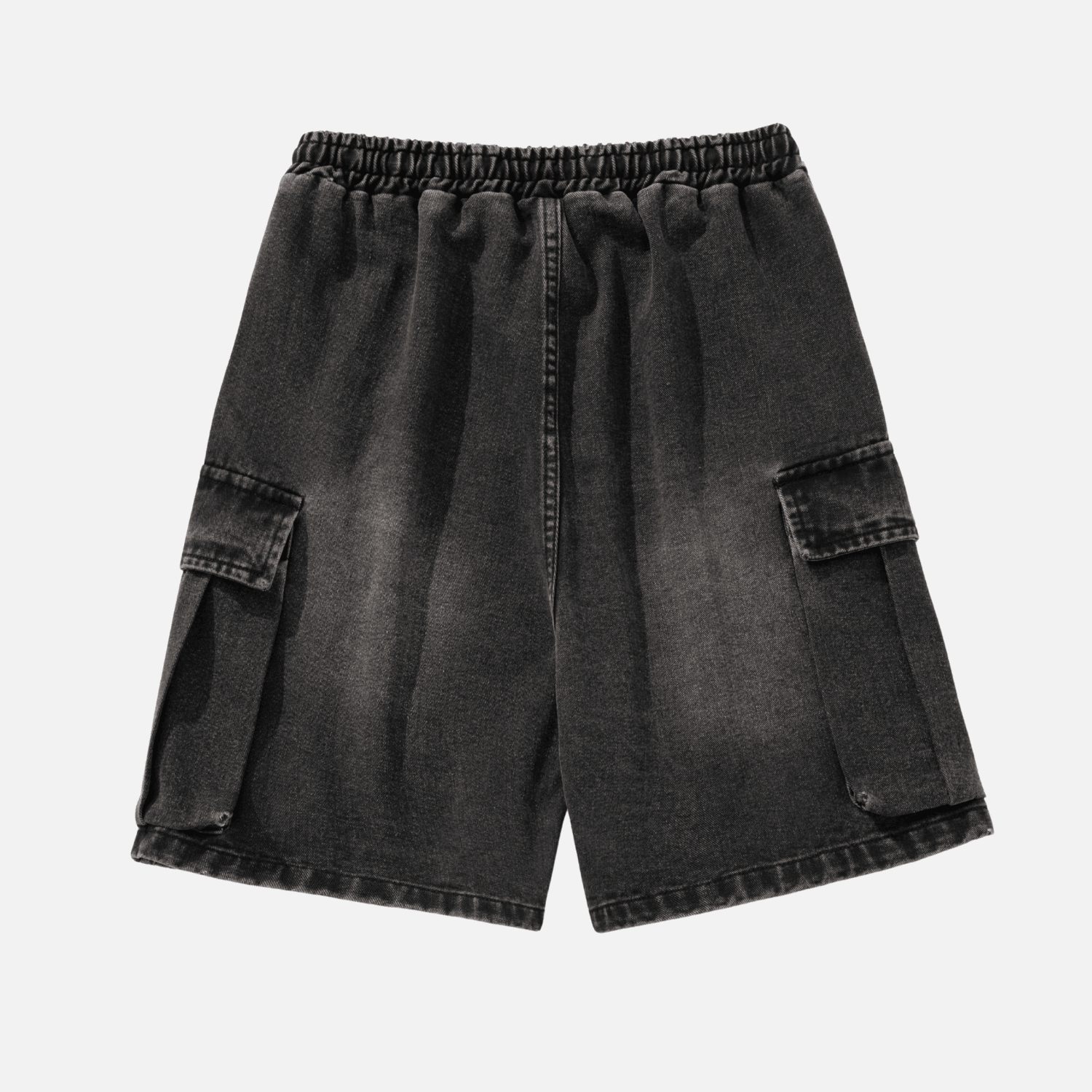 Washed Denim Cargo Shorts