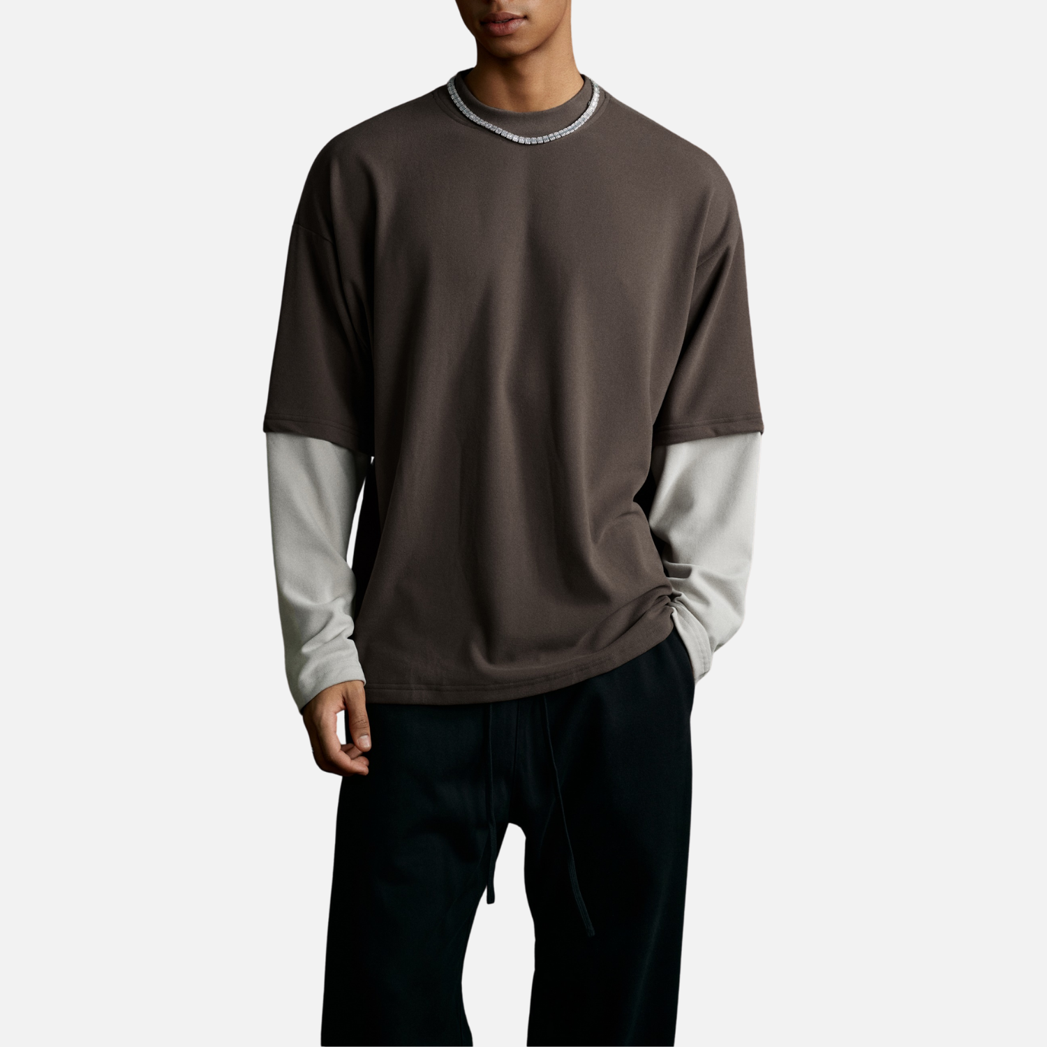 Layered Coral Fleece Long Sleeve Tee
