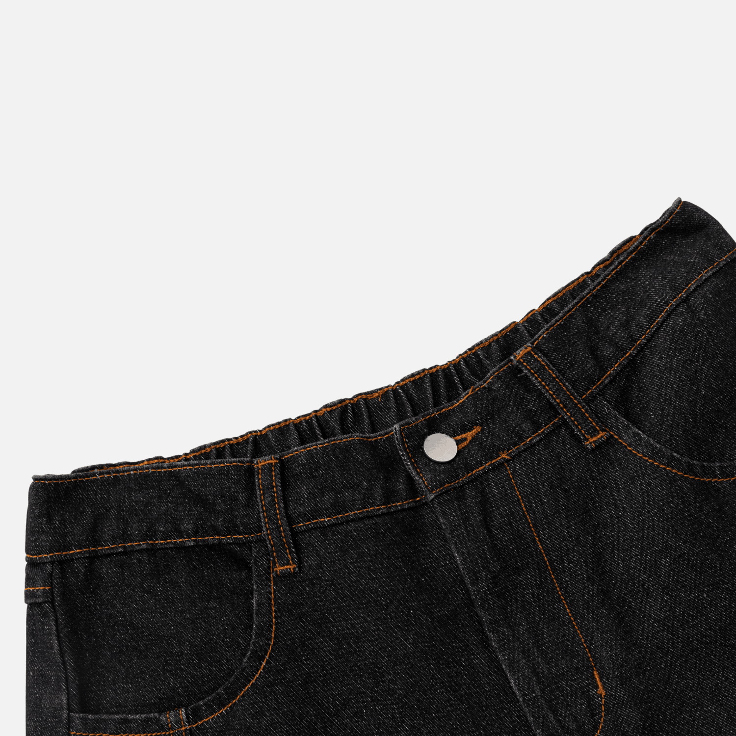 Topstitch Slant Baggy Denim Pants