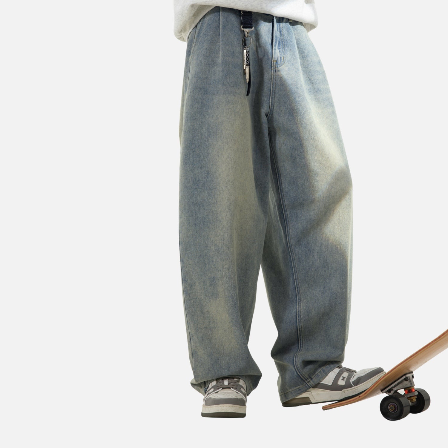 Washed Vintage Pleated Jeans