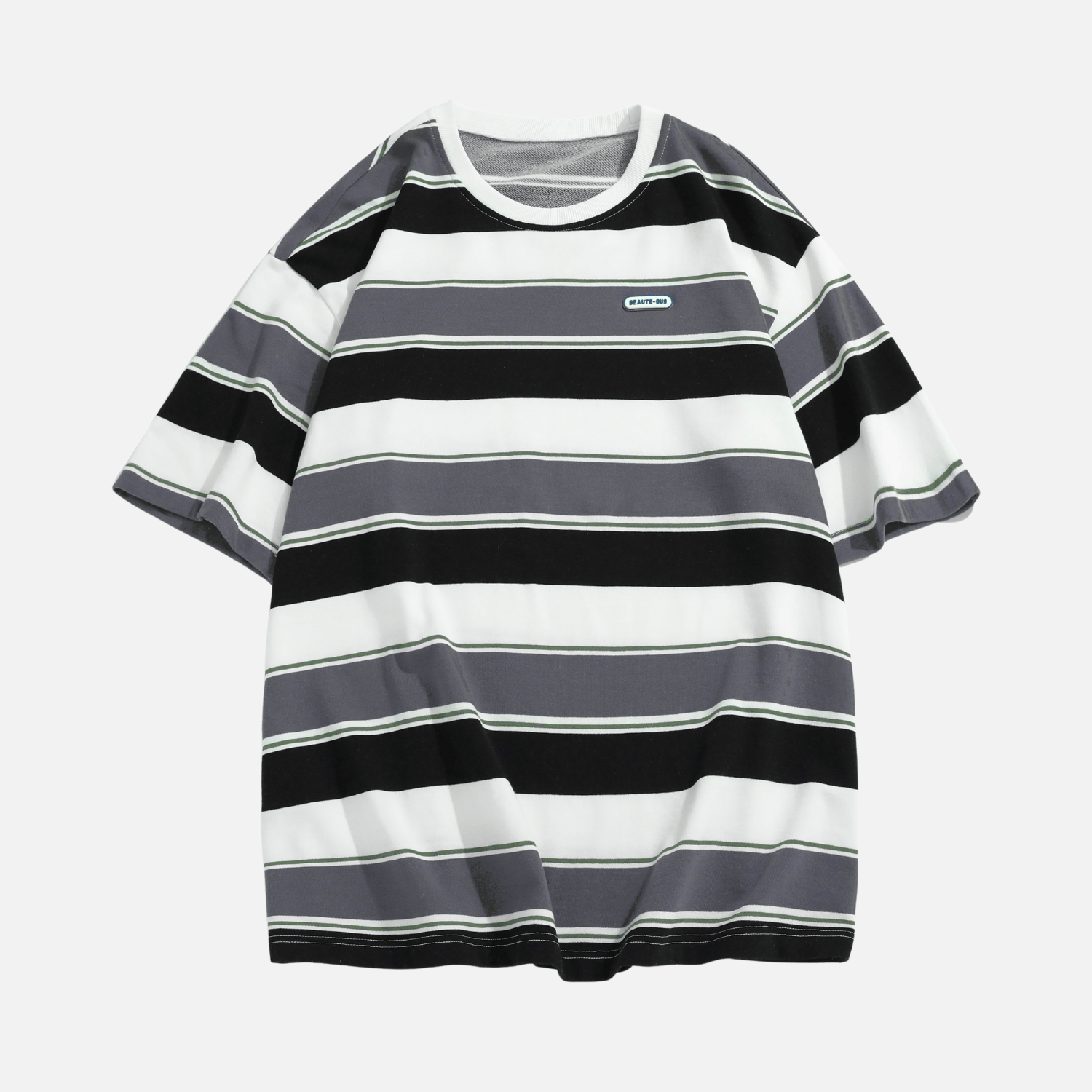 Striped Colorblock Cotton T-Shirt
