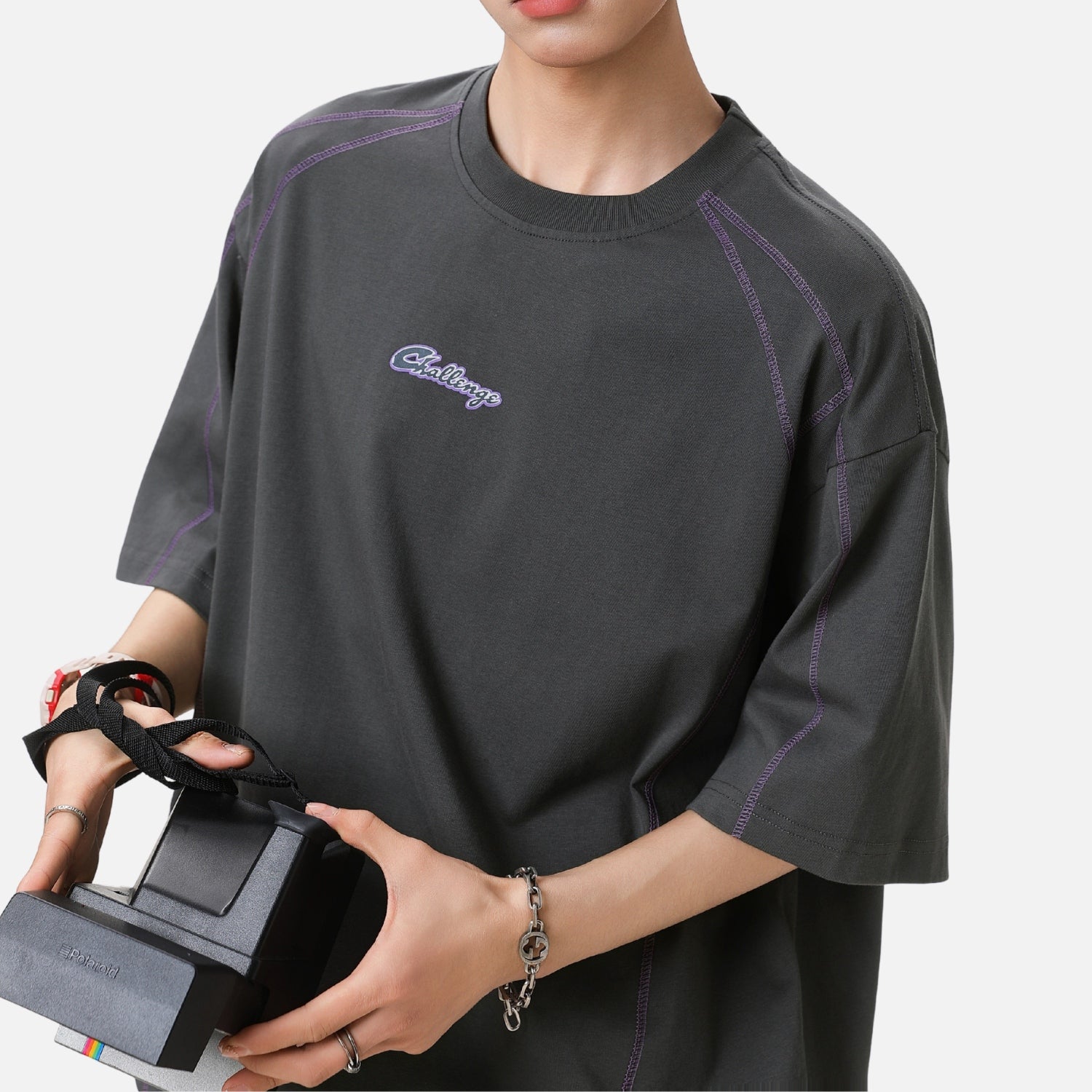 Contrast Stitch Graphic Cotton Tee