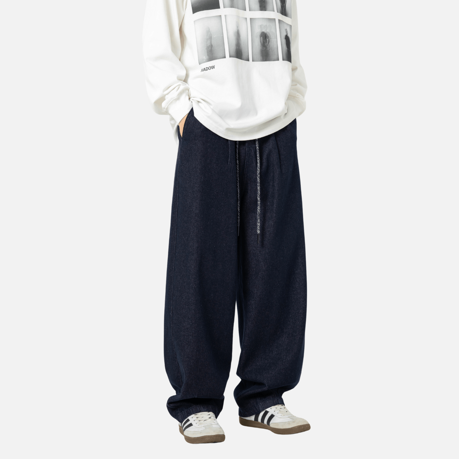 Pleated Hem Jeans