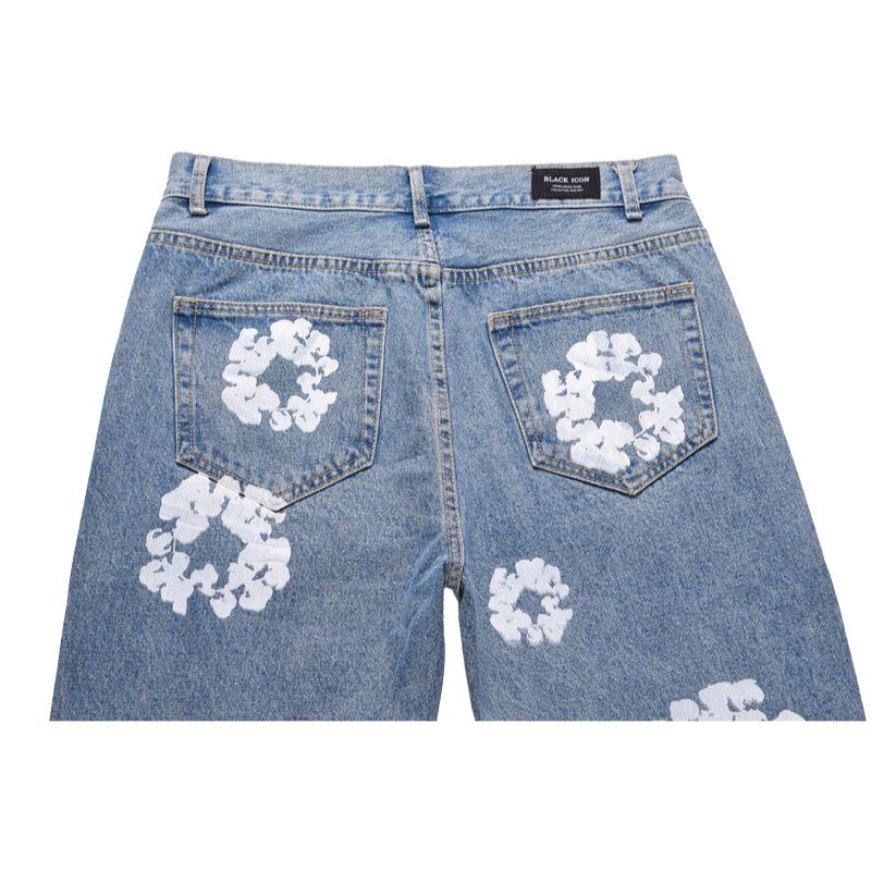 Vaqueros estampados con patrón de kapok