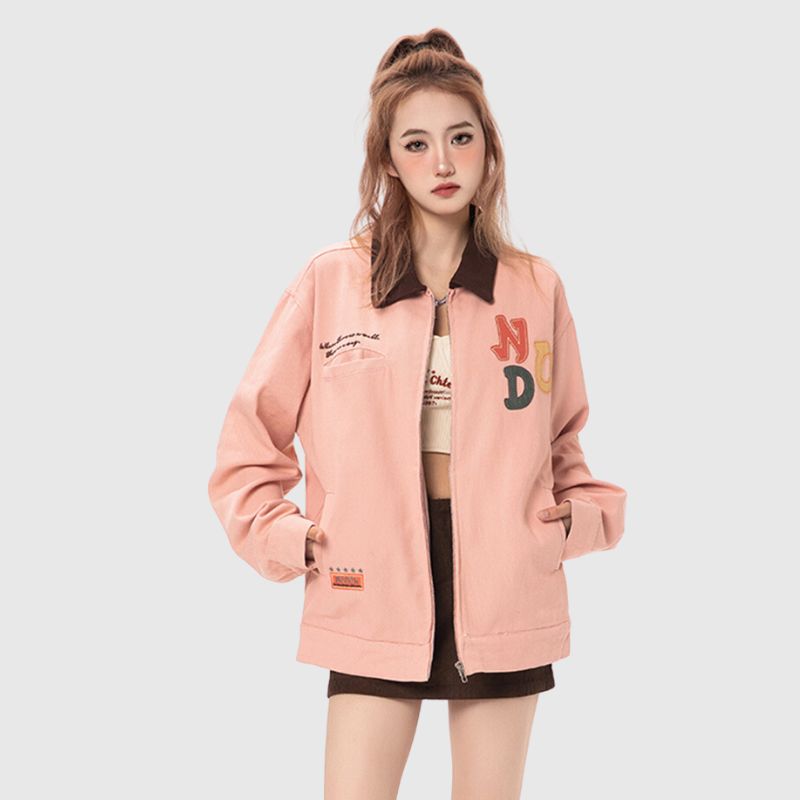 Chaqueta vintage con diseño de dopamina bordada