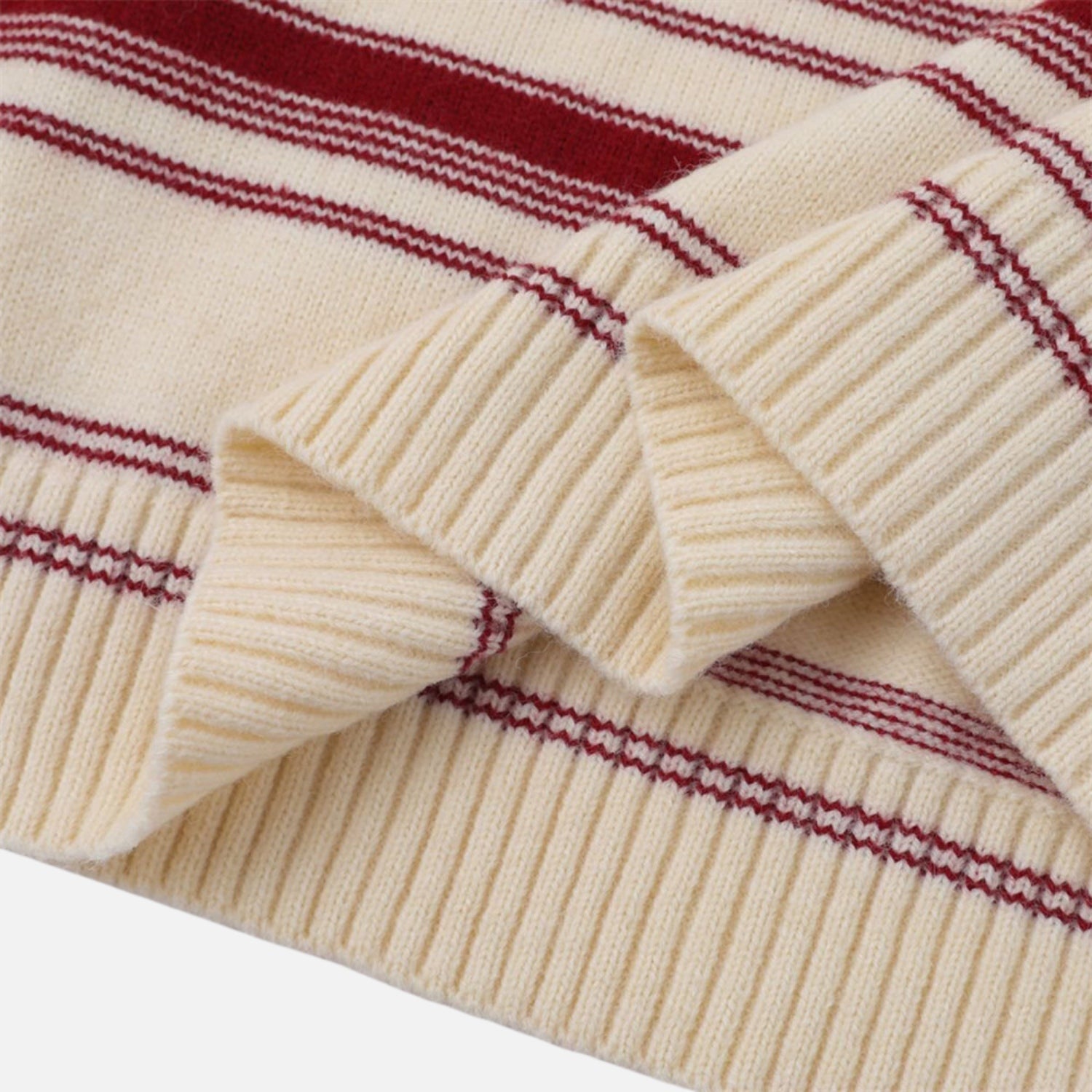 College Style Striped Tie Polo Sweater