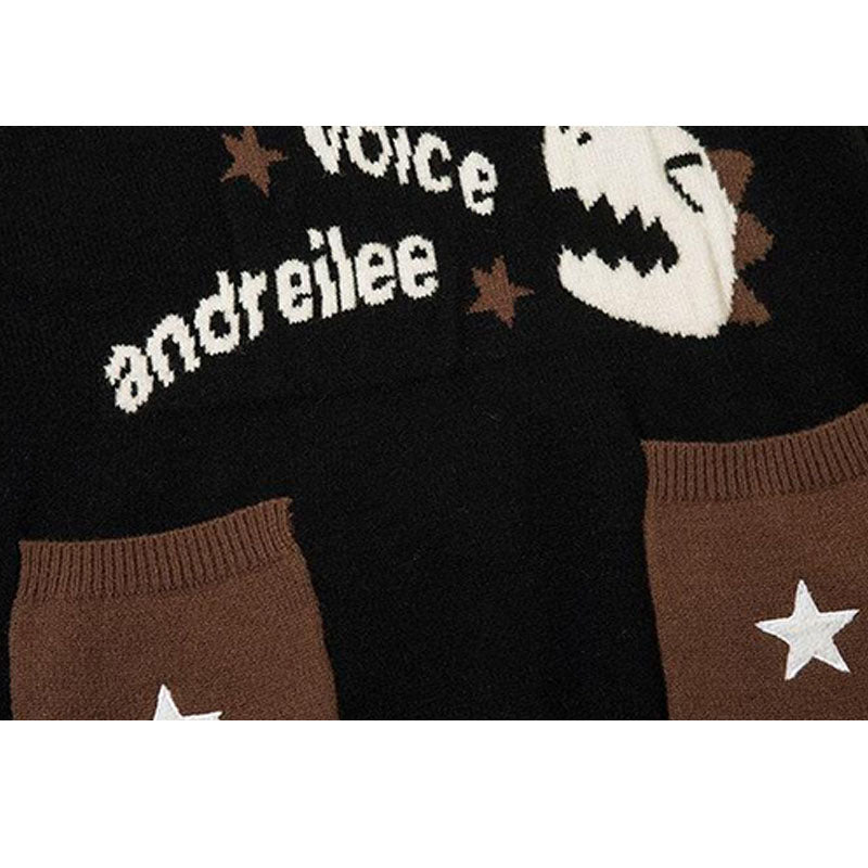 Niedlicher Pullover mit aufgesetzter Tasche und Dinosauriermuster