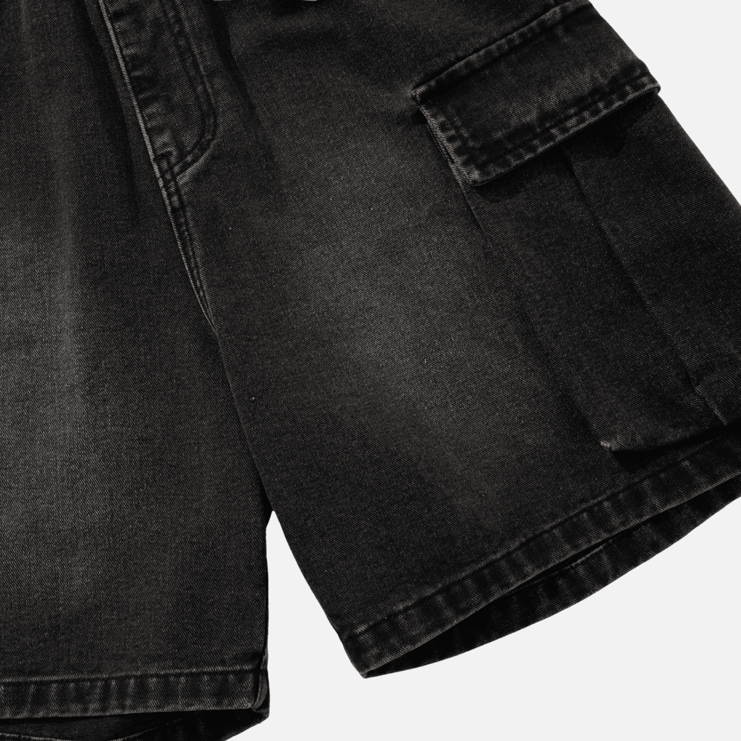 Washed Denim Cargo Shorts