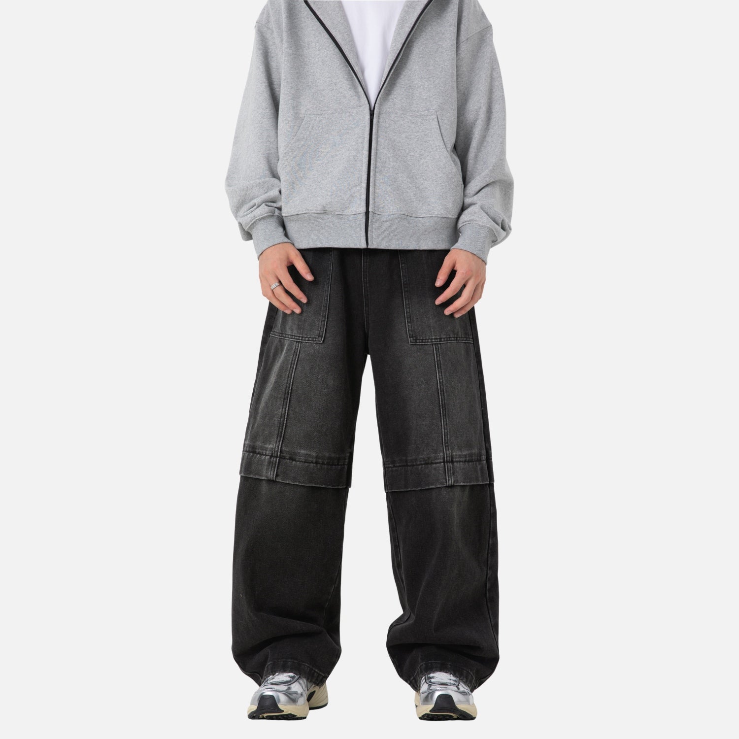 Vintage Washed Paneled Denim Pants