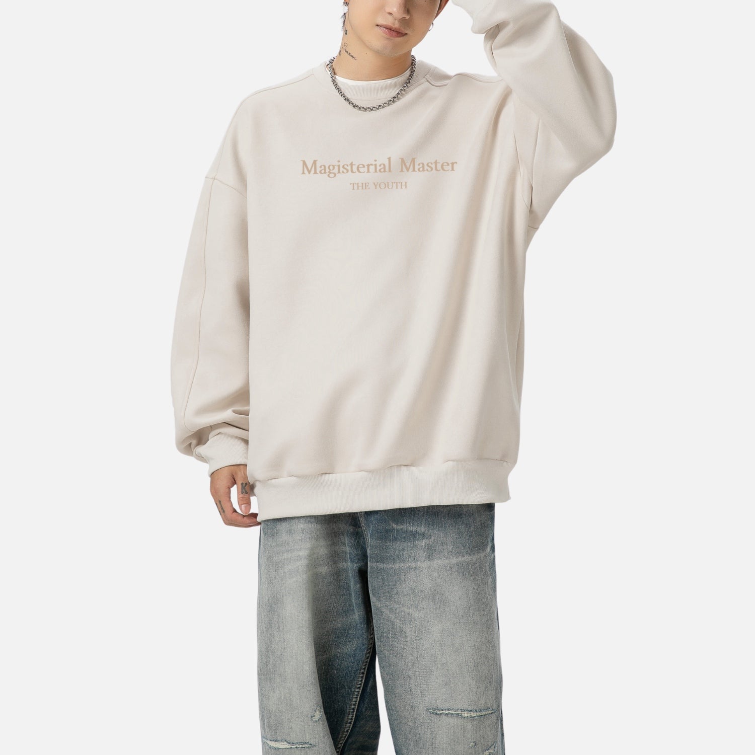 Vintage Suede-Look Crewneck Sweatshirt