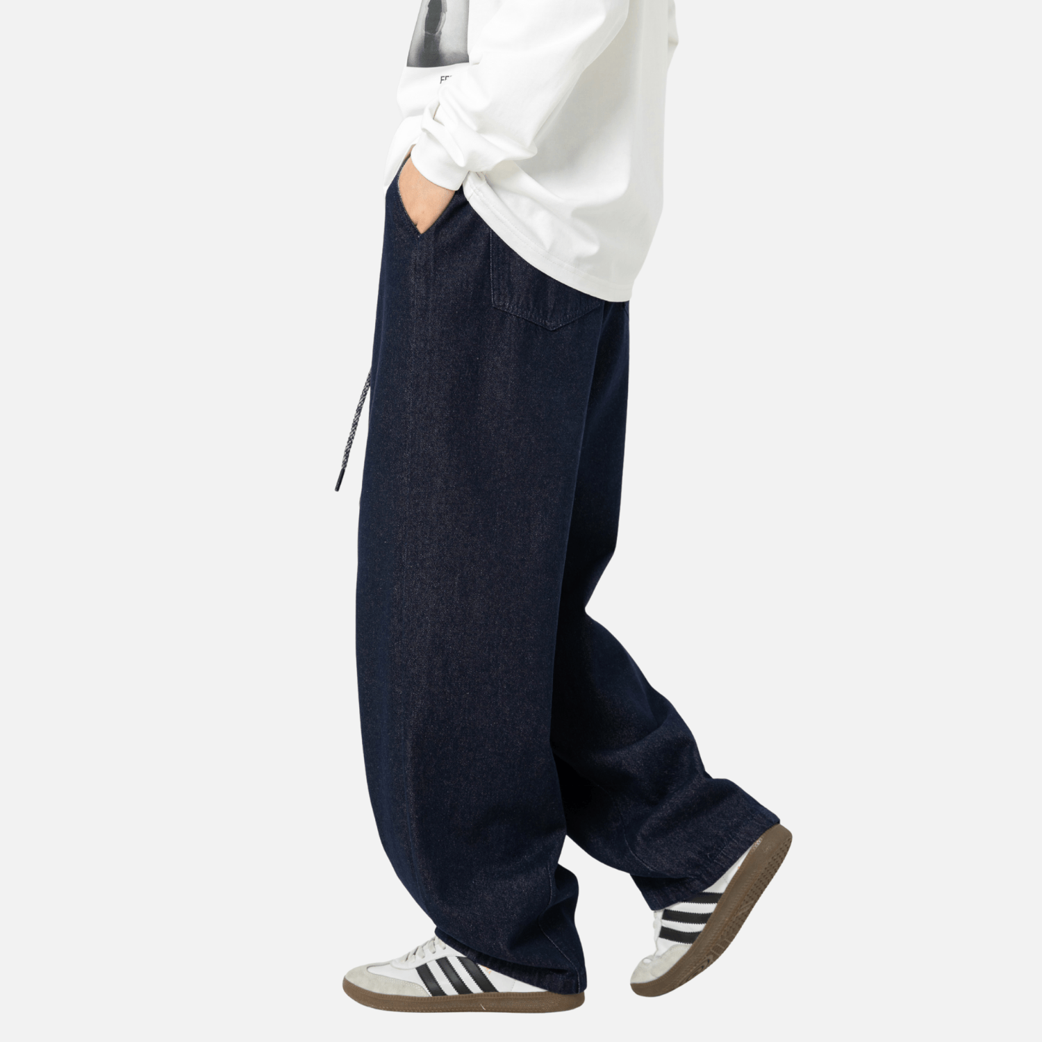 Pleated Hem Jeans