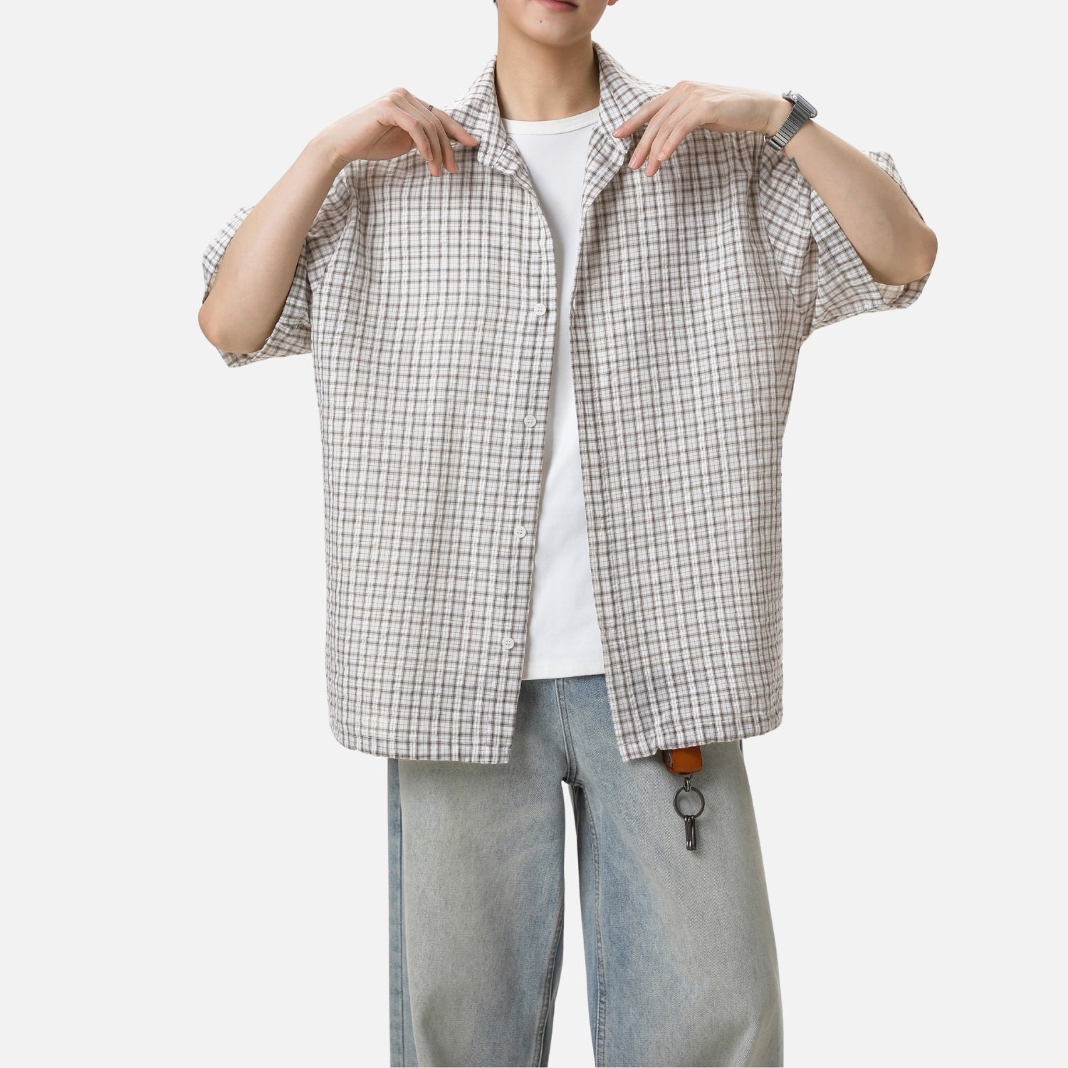 Camisa a cuadros con bloques de color