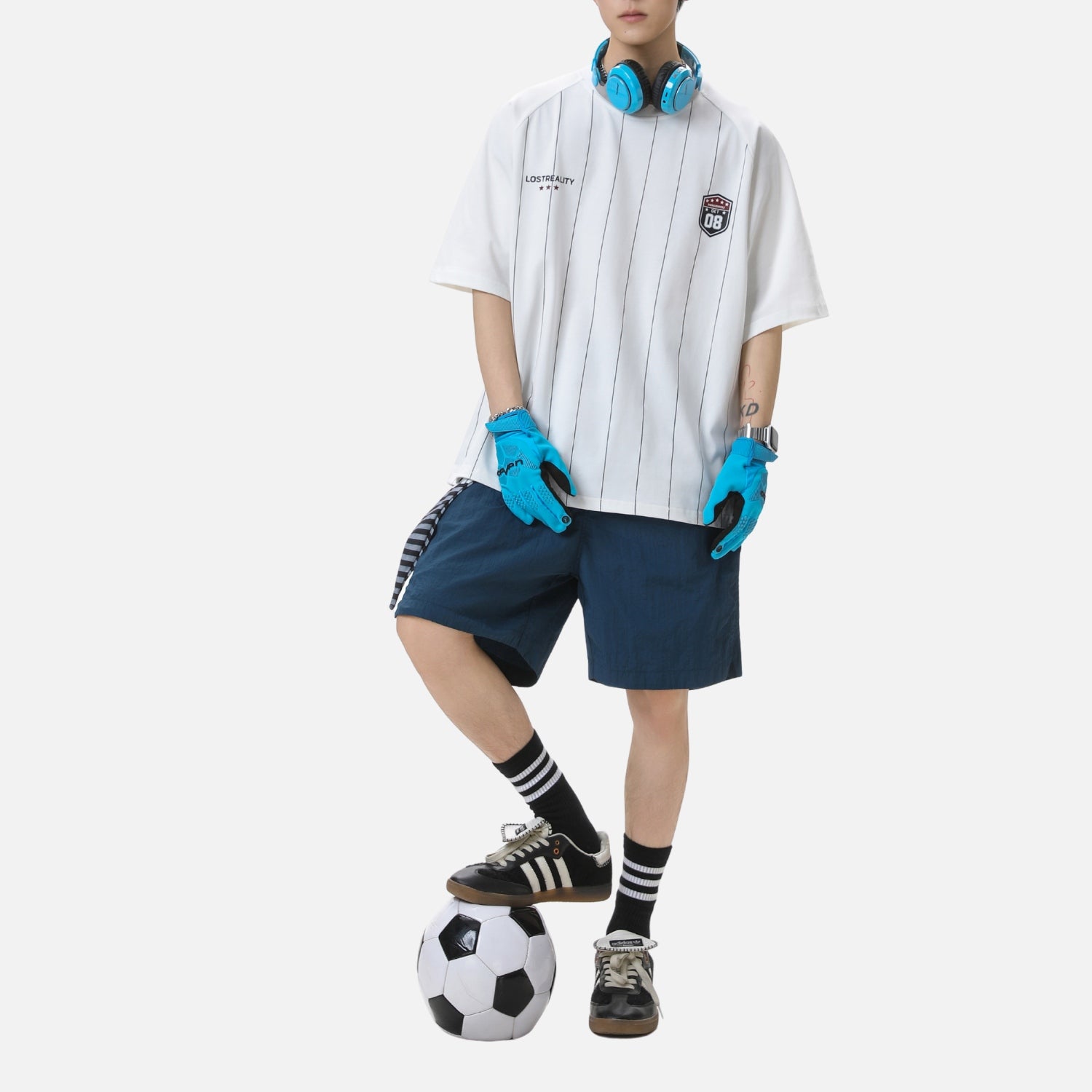 Camiseta Vintage Estampada a Rayas