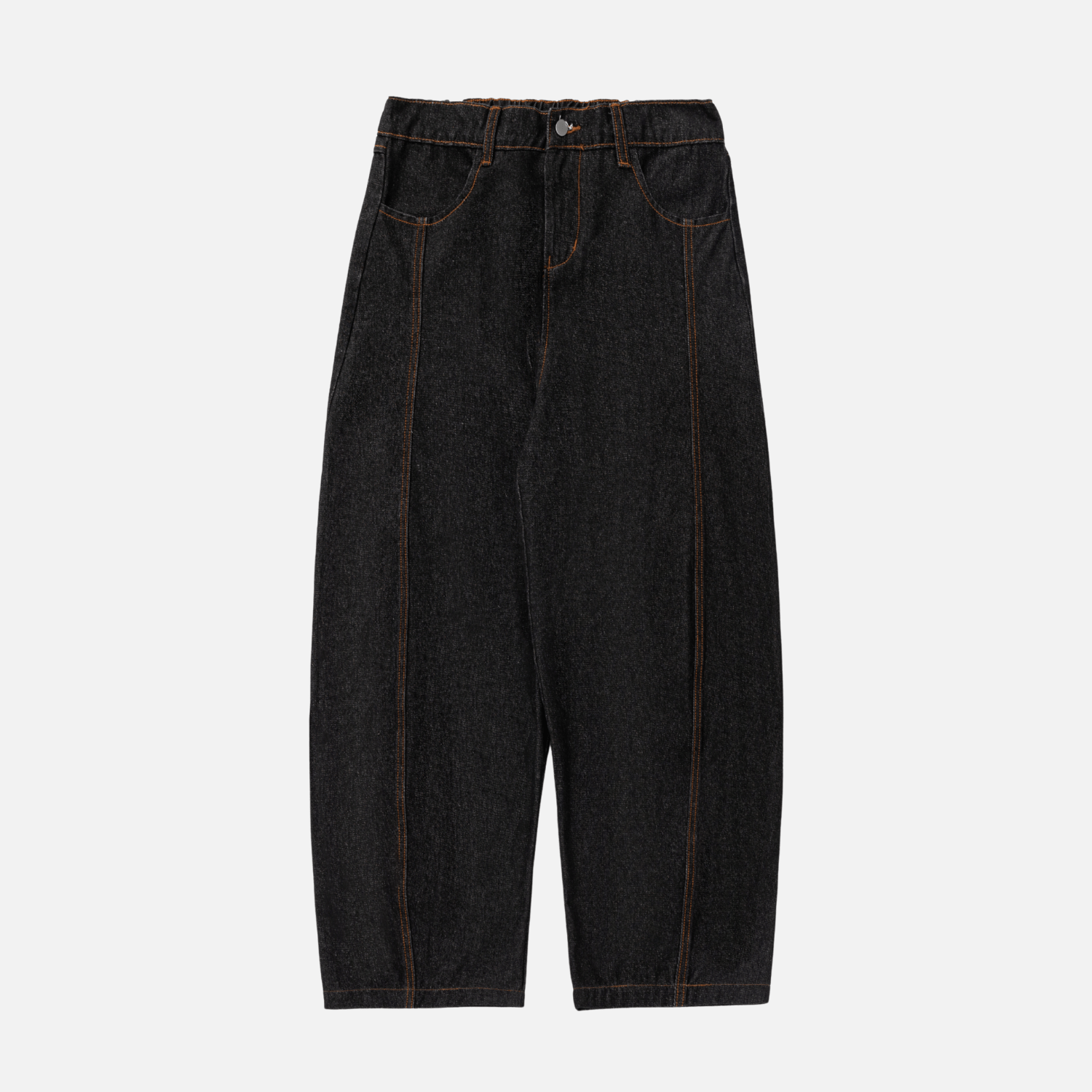Topstitch Slant Baggy Denim Pants