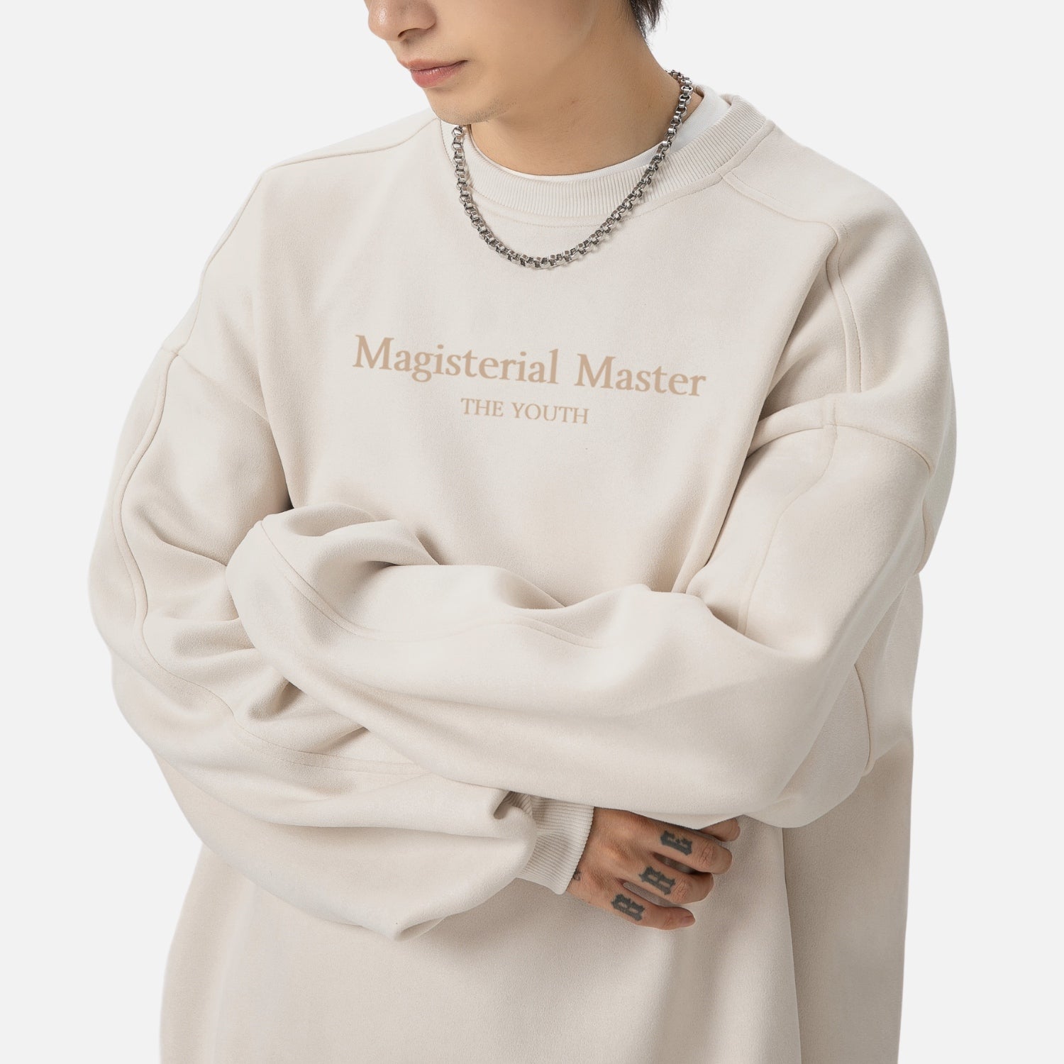 Vintage Suede-Look Crewneck Sweatshirt