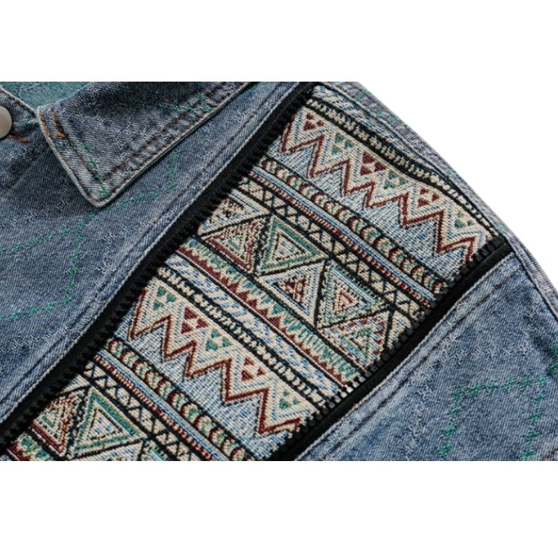 Chaqueta vaquera de patchwork vintage en contraste