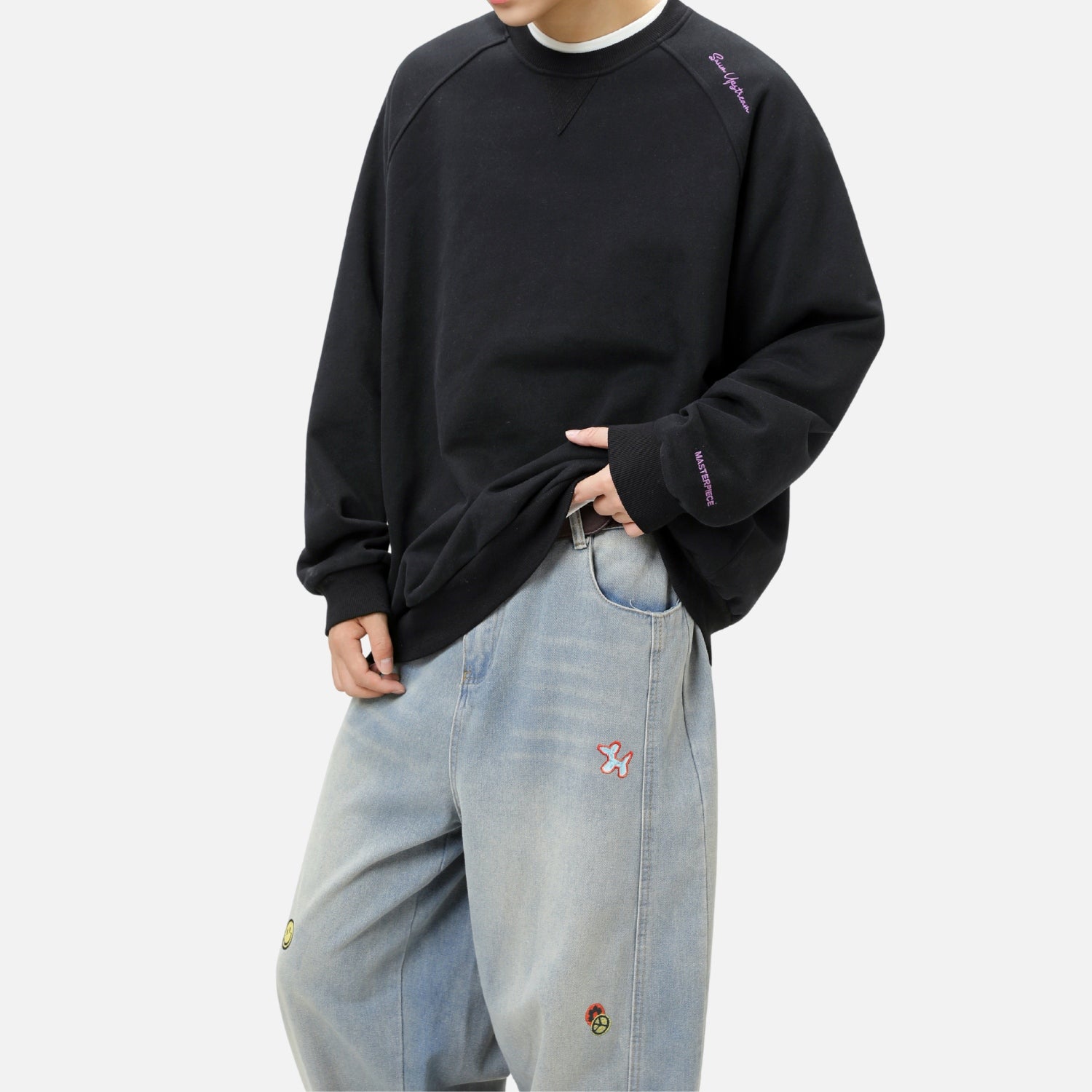 400G Colorblock Embroidered Sweatshirt