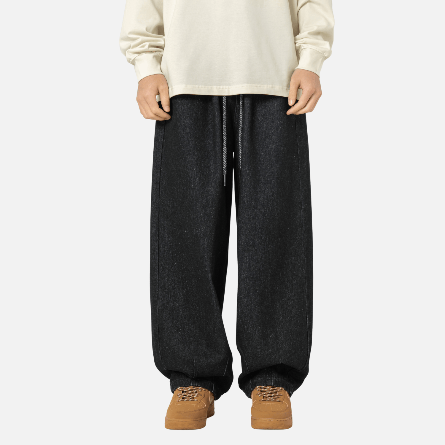 Pleated Hem Jeans