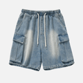 Cargo-Shorts aus verwaschenem Denim