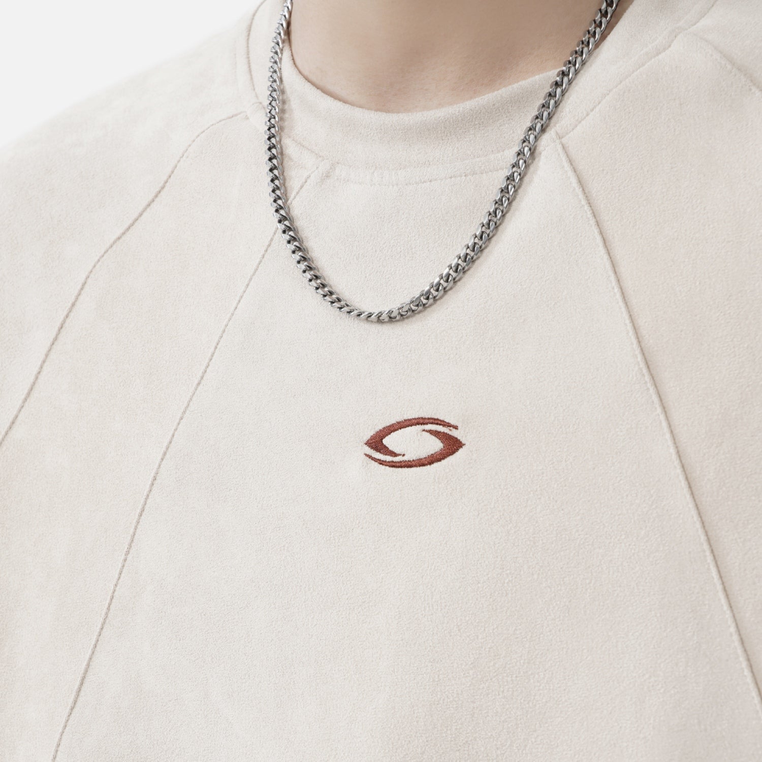 Paneled Faux Suede Short Sleeve Tee