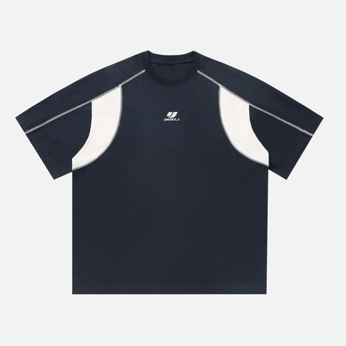 Camiseta de algodón bordada colorblock