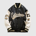 Chaqueta de béisbol de cuero PU bordada
