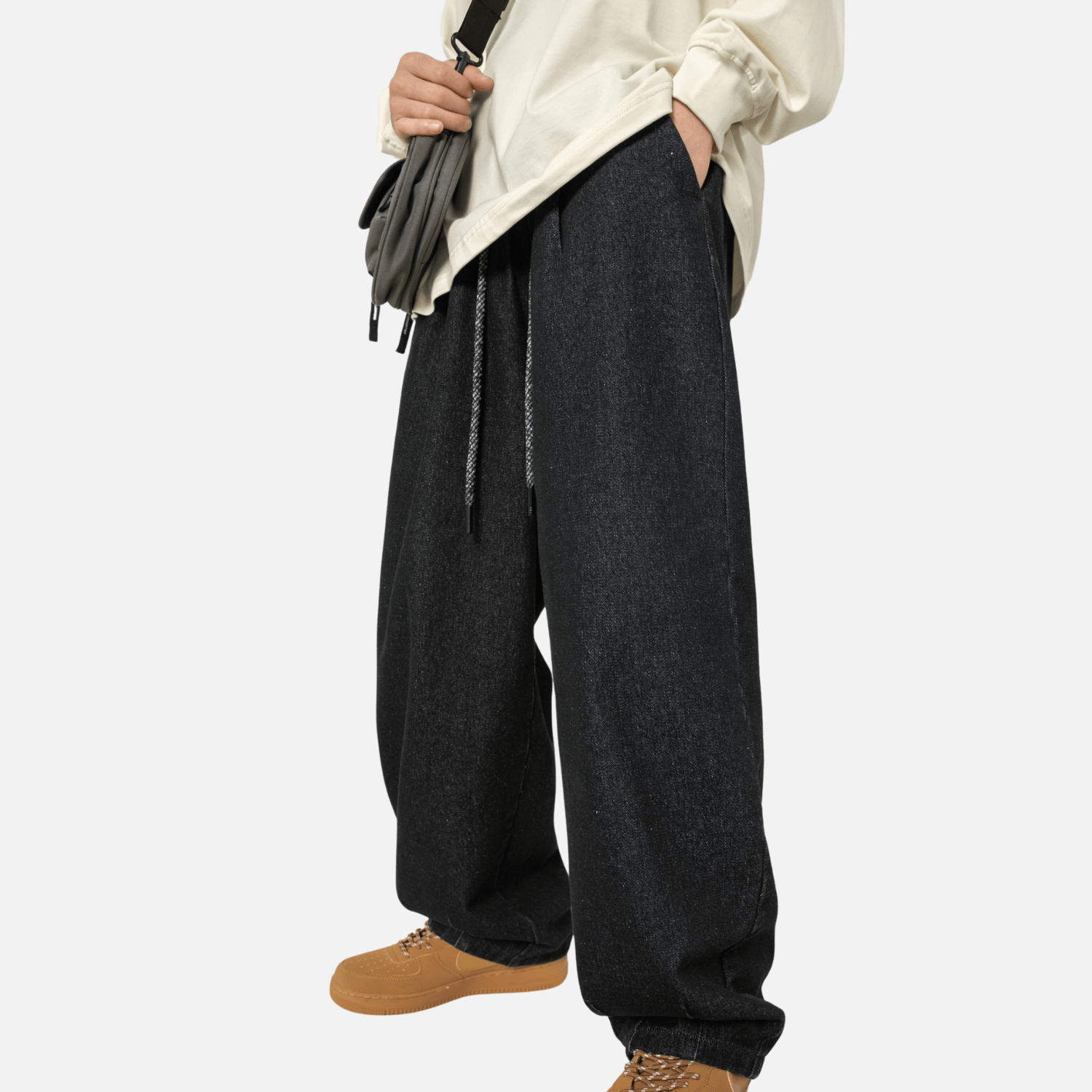 Pleated Hem Jeans