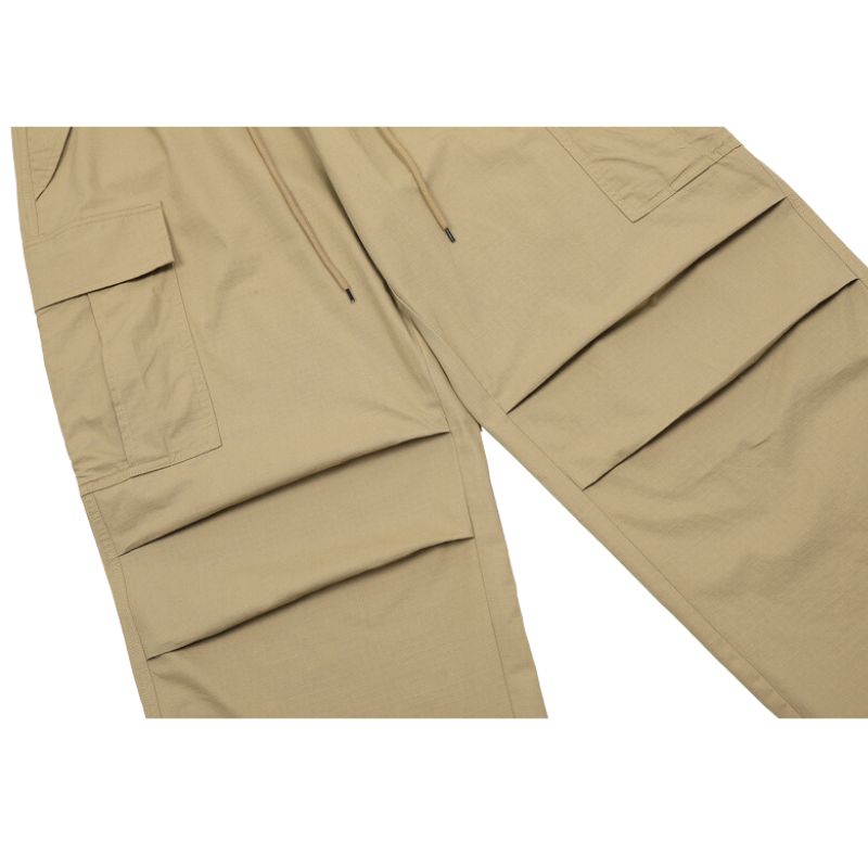 Pantalones paracaídas vintage plisados ​​de color sólido