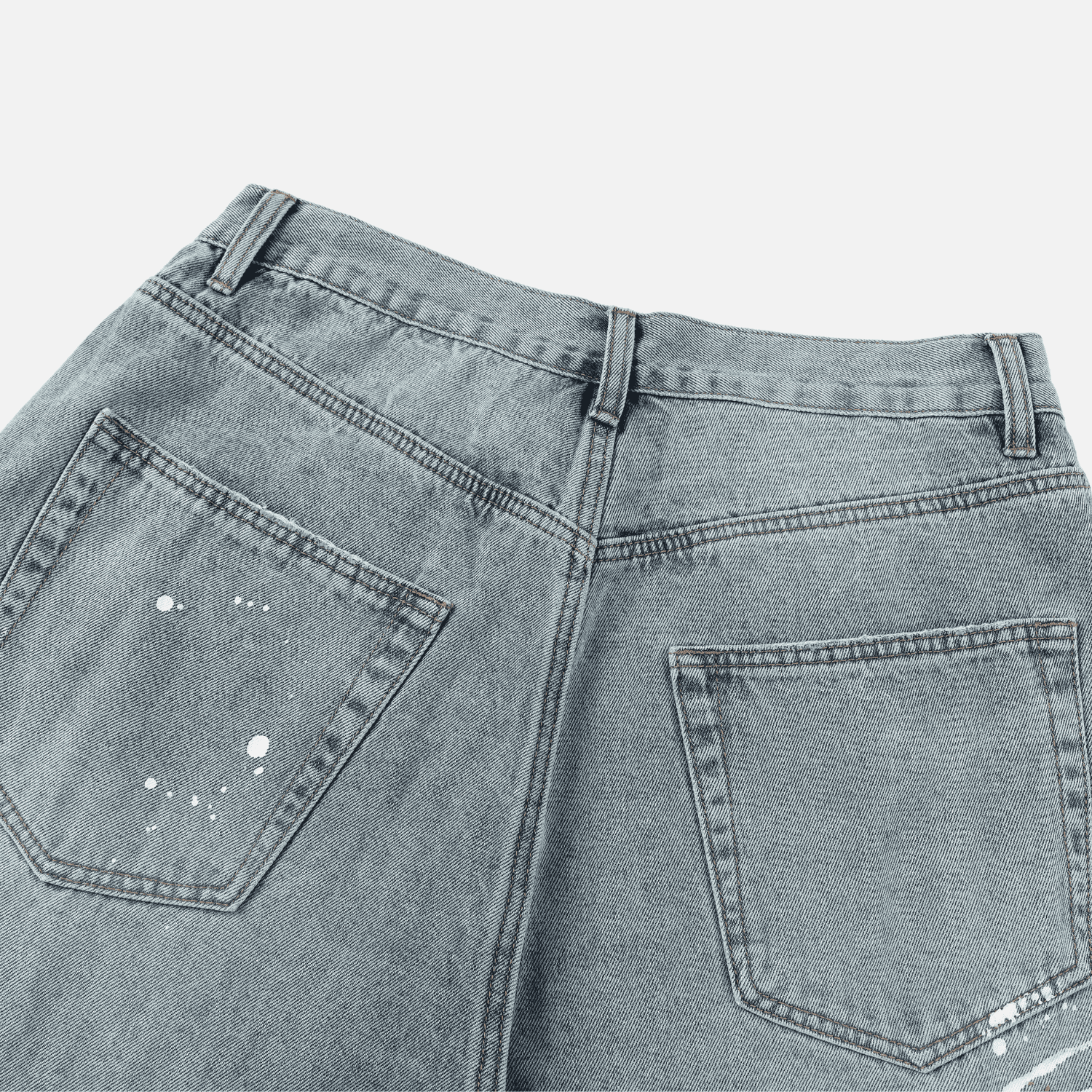 Vintage Washed Paint-Splatter Jeans