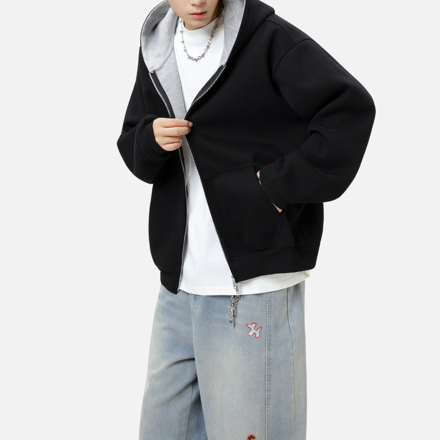 Heavyweight Colorblock Zip-Up Hoodie
