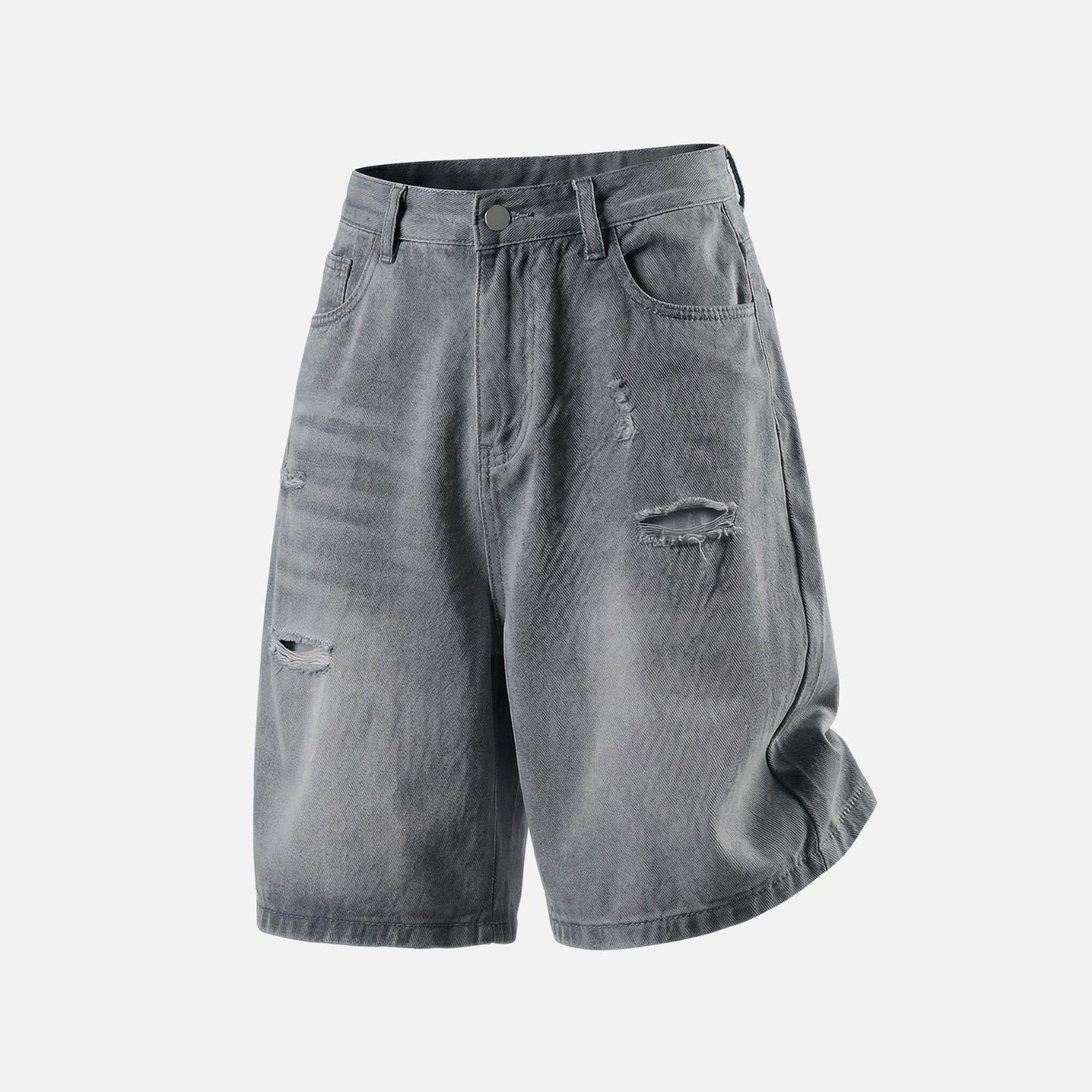 Ripped Washed Denim Shorts