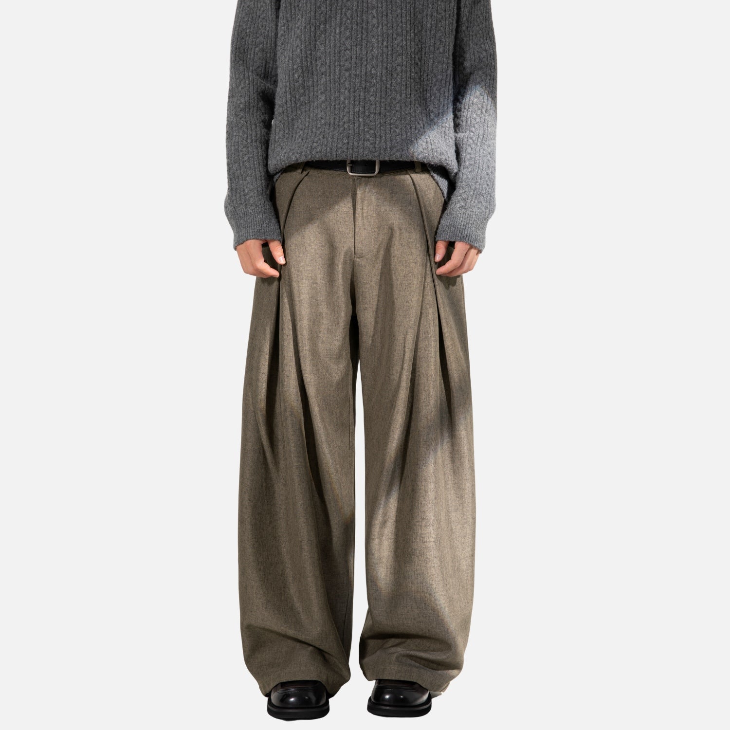 Elegant Pleated Texture Trousers