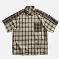 Camicia Vintage Harajuku a Quadri con Blocchi di Colore