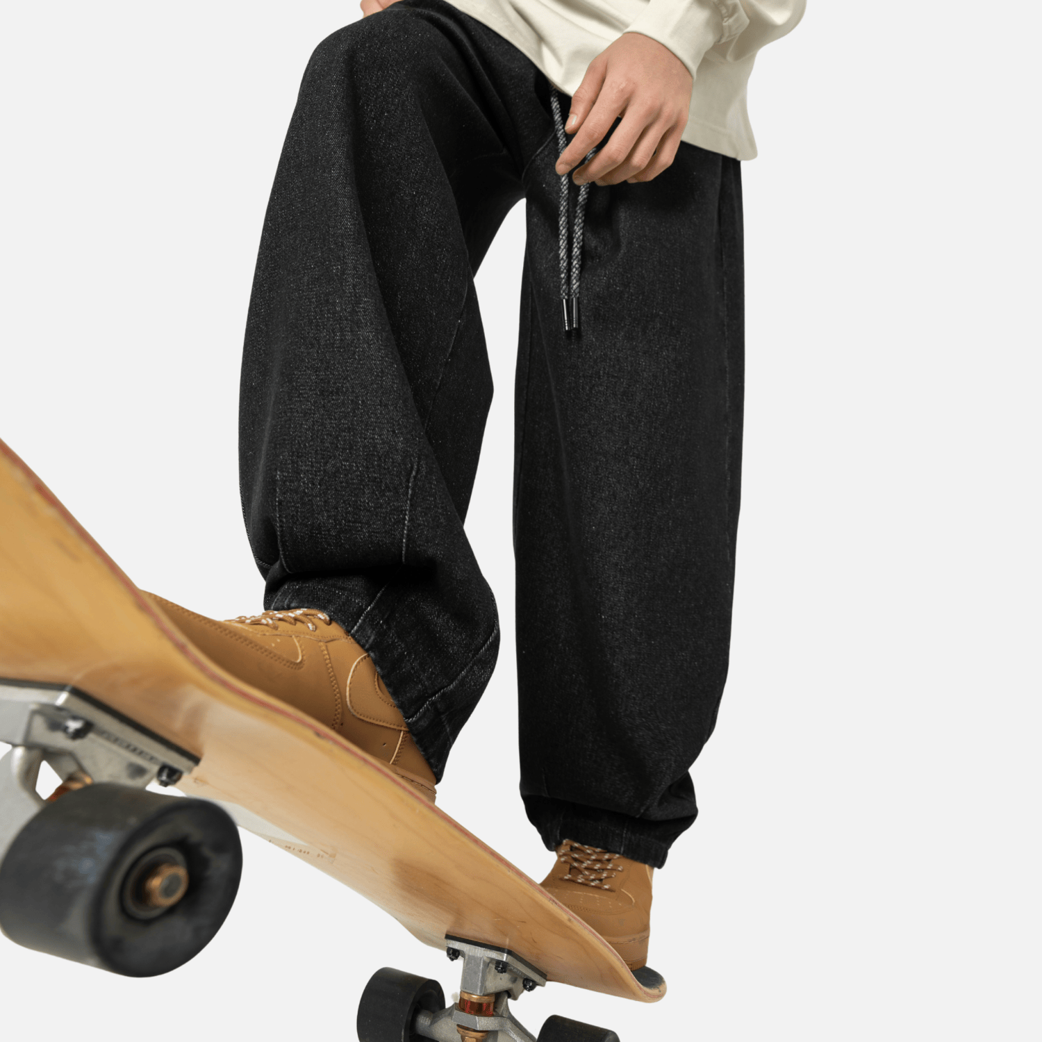 Pleated Hem Jeans
