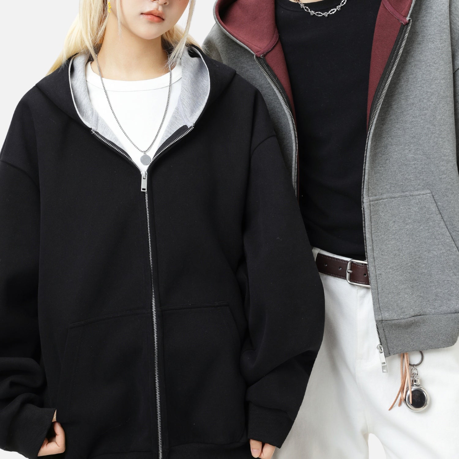 Heavyweight Colorblock Zip-Up Hoodie