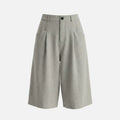 Linen-Texture Bermuda Pants