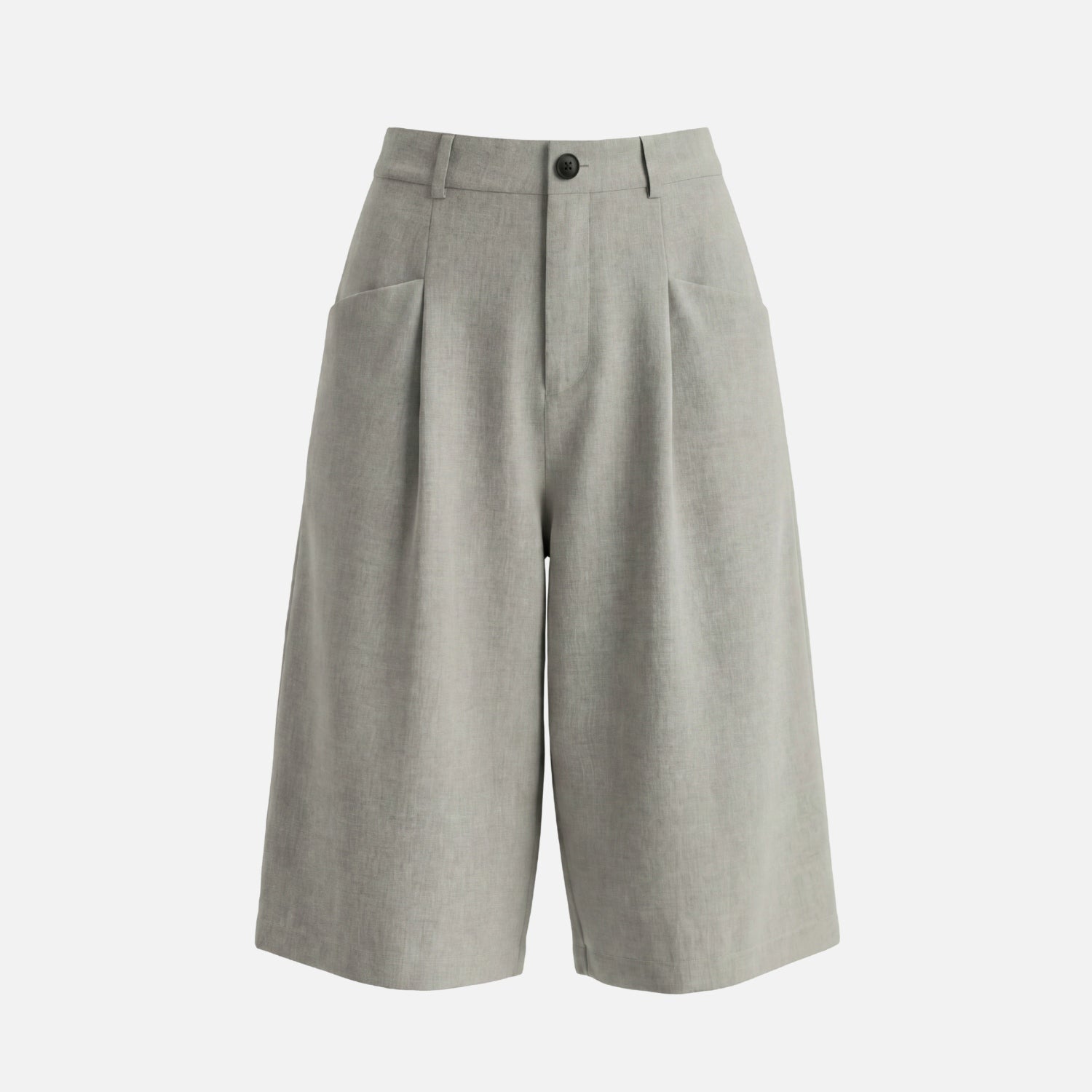 Linen-Texture Bermuda Pants
