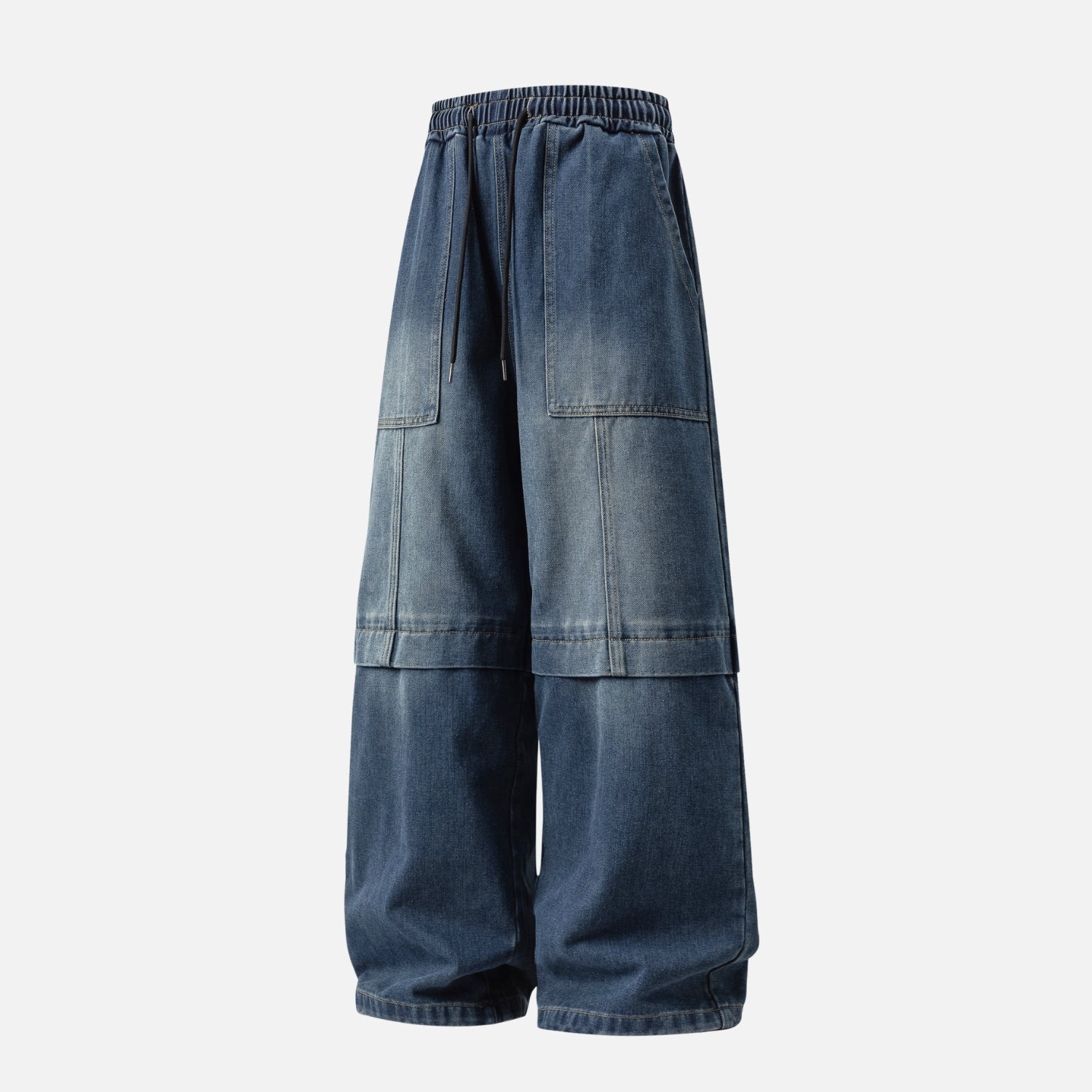 Vintage Washed Paneled Denim Pants