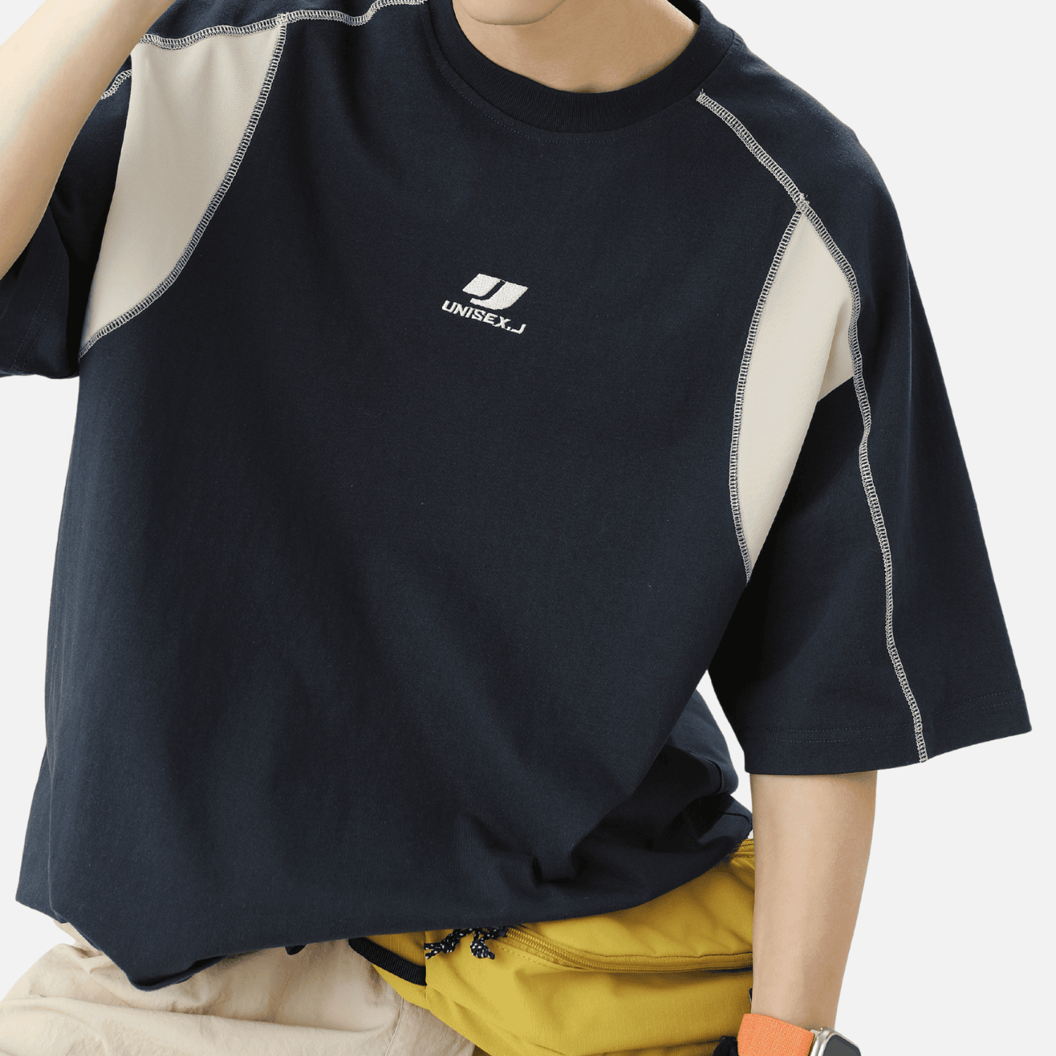Colorblock Embroidered Cotton T-Shirt