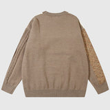 Twisted Design Patchwork Knit Pullover
