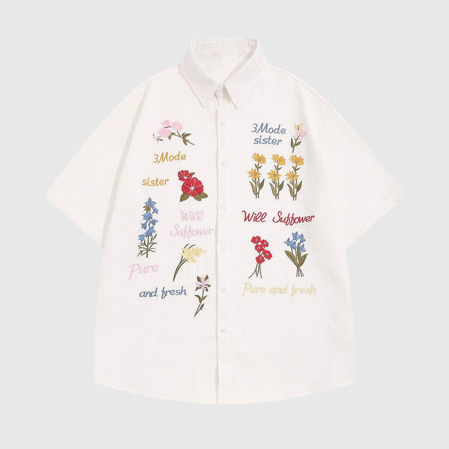 Floral Embroidered Summer Shirt