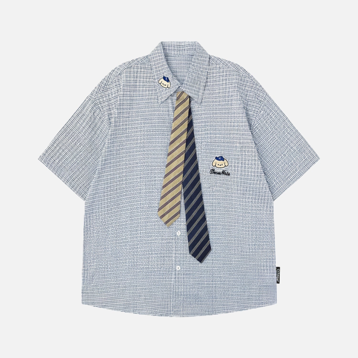 Camisa de manga corta de cuadros estilo preppy