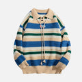 Suéter polo de punto a rayas colorblock