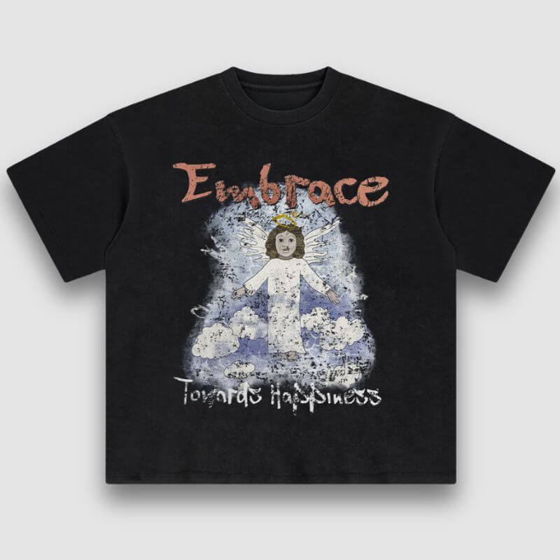 Camiseta con estampado de ángel lavado
